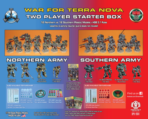 War for Terra Nova: 2 Player Starter Box back (DP9-9381) | Heavy Gear Blitz!