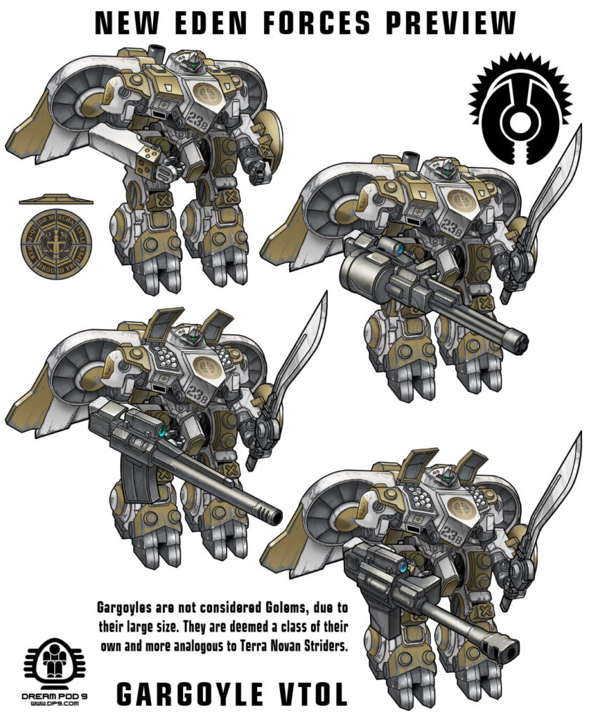 New Eden Forces Preview - Gargoyle VTOL | Gargoyles are not considered Golems, due to their large size. They are deemed a class of their own and more analogous to Terra Novan Striders.