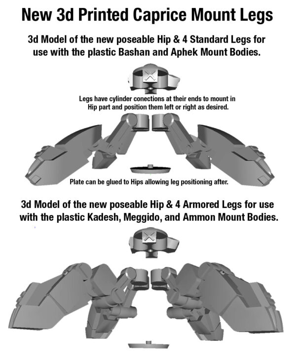 Caprice Mount 3D Printed Legs Information Sheet